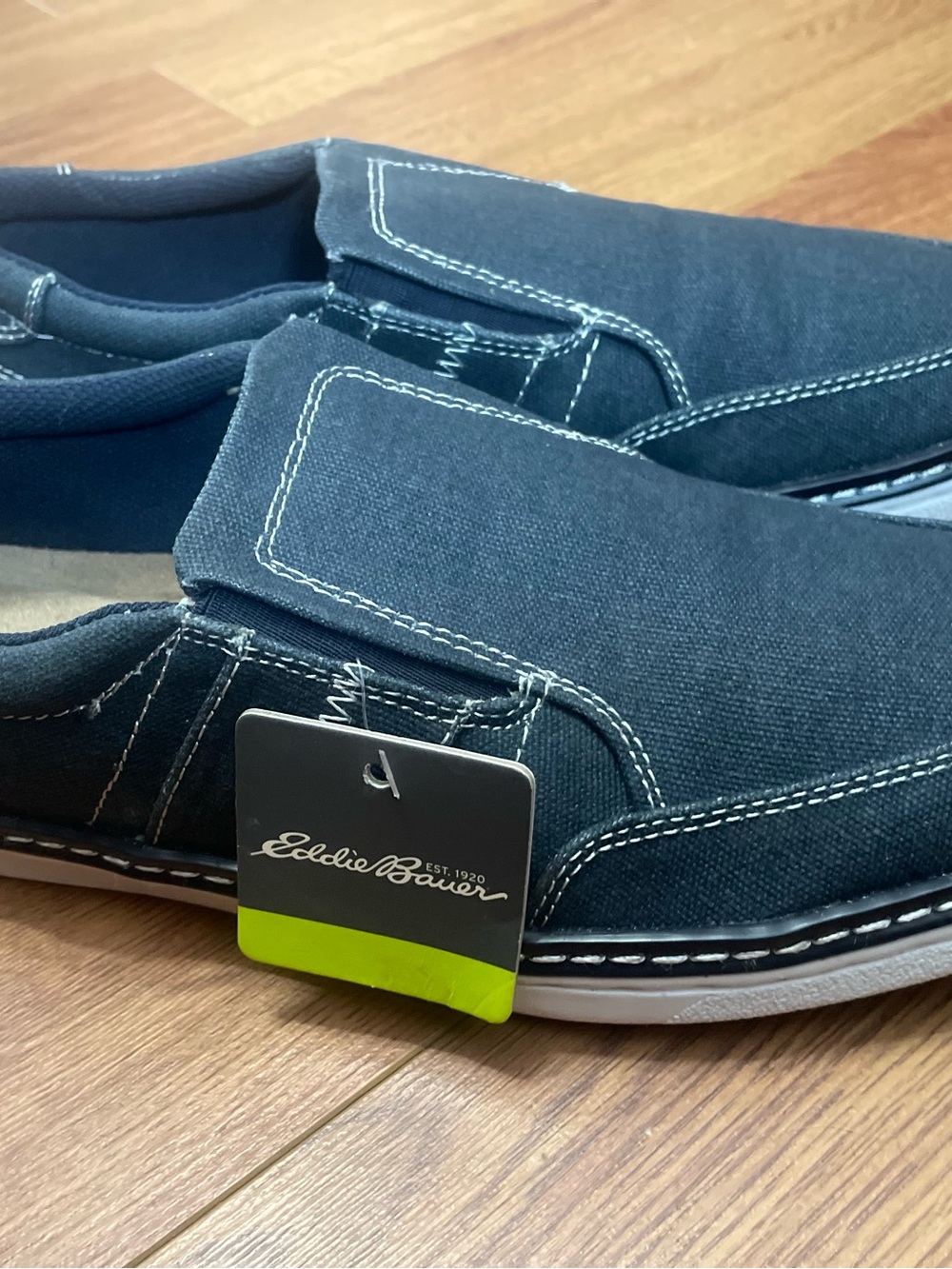 Kohl's Eddie Bauer Men's Slip-On Canvas Shoes - Navy with White Stitching